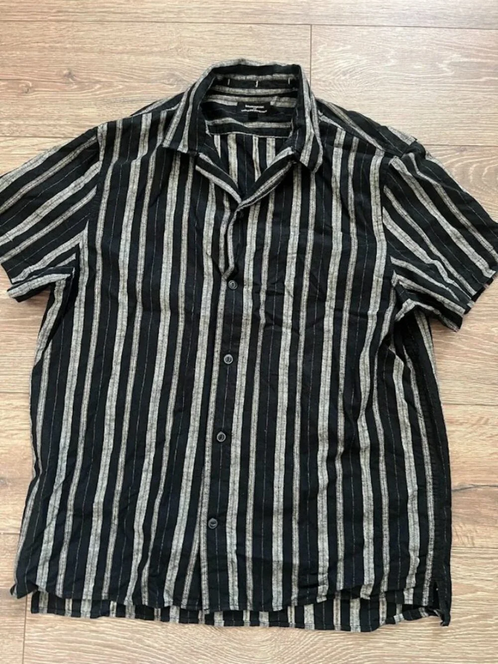 Banana Republic Linen Blend Striped Short Sleeve Shirt Size Large
